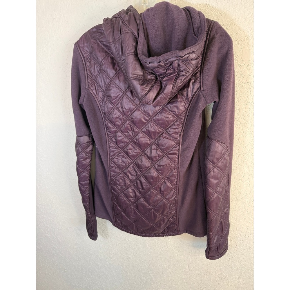 Athleta Quilted Fleece Hooded Jacket Purple XS Full‎ Zip Pockets Athletic - Picture 5 of 7